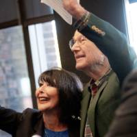 President Philomena Mantella and Bob Thompson waving